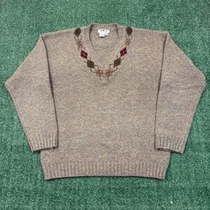 Vintage 90's Eddie Bauer AKA Wool Argyle V-Neck Sweater